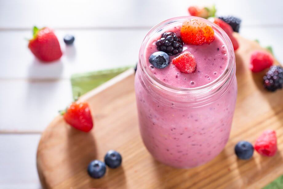 fruit smoothie in a mason jar